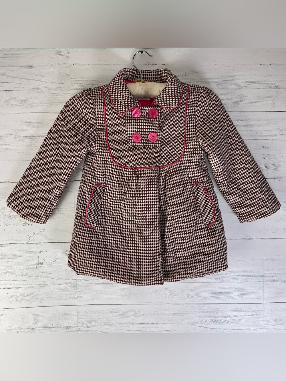 Penelope Mack Ltd. Girls Size 4T Quilted Corduroy Dress Coat houndstooth pattern